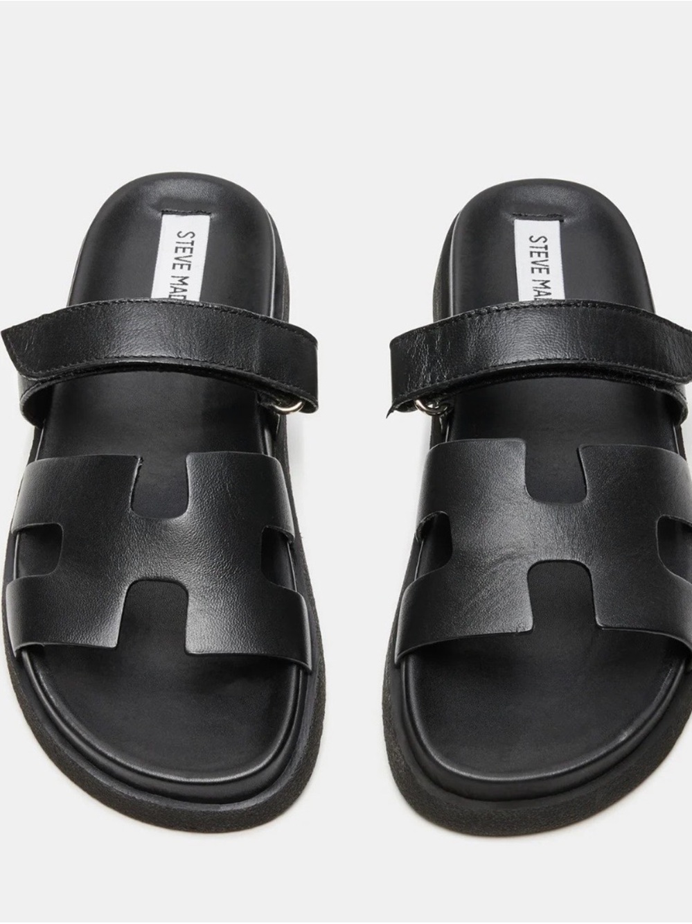 Steve Madden Mayven Black Leather Sandals